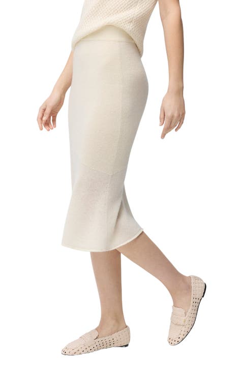 Women's Jersey Knit Cashmere Skirt White