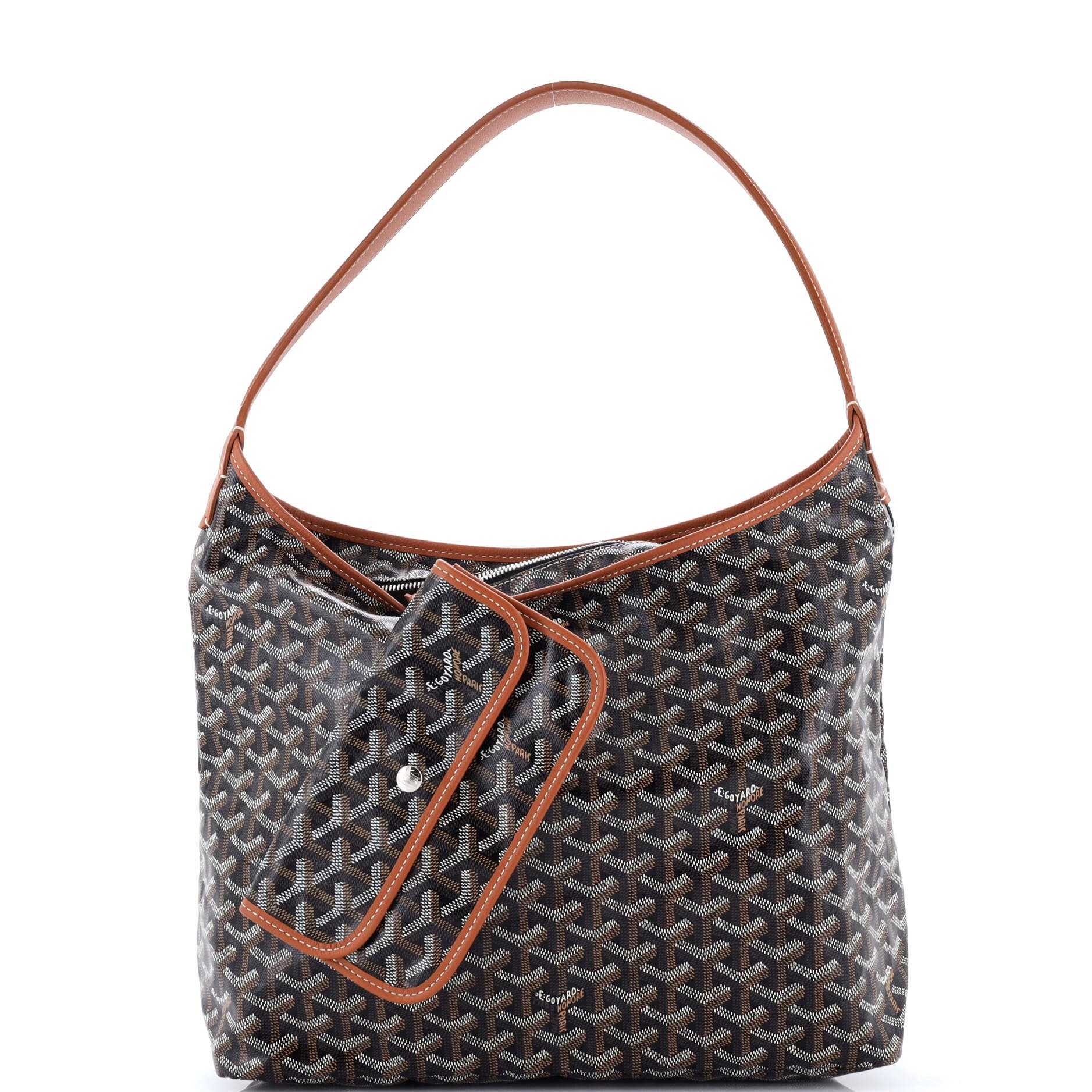 Pre-Owned Goyard Boheme Hobo Coated Canvas, Alternate, color, Brown