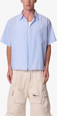 mnml Striped Poplin Cropped Short Sleeve Shirt