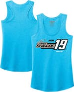 JOE GIBBS RACING TEAM COLLECTION Women's Joe Gibbs Racing Team Collection Turquoise Chase Briscoe Tri-Blend Name & Number Tank Top