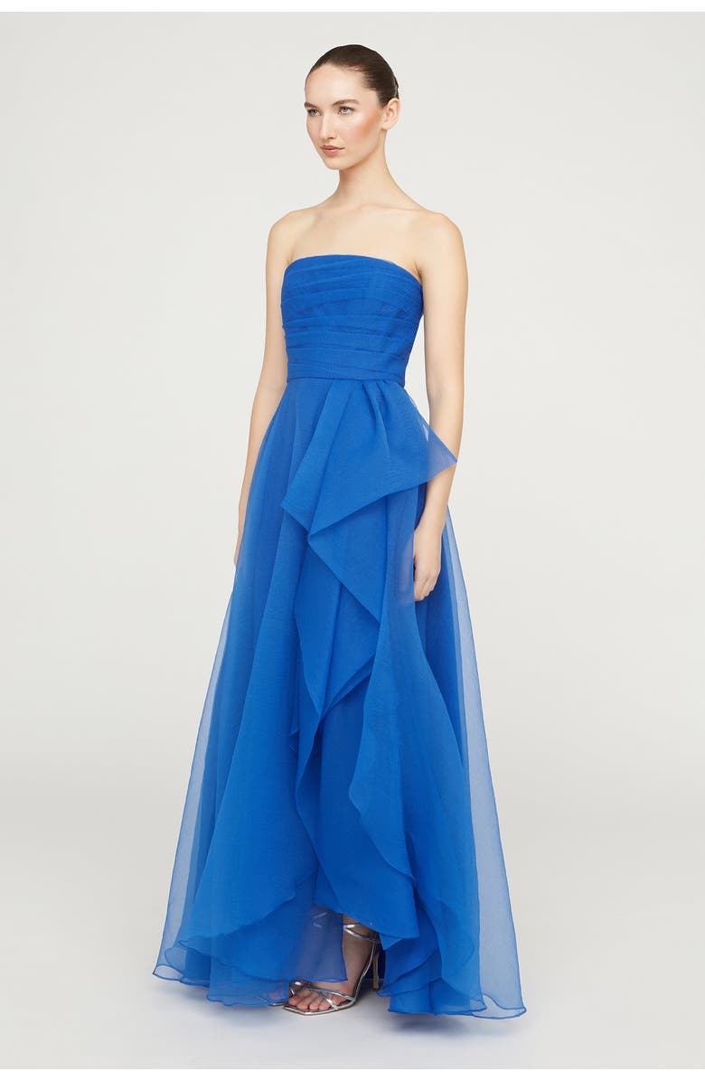Theia Teresa Strapless Draped Gown, Alternate, color, Cornflower Blue