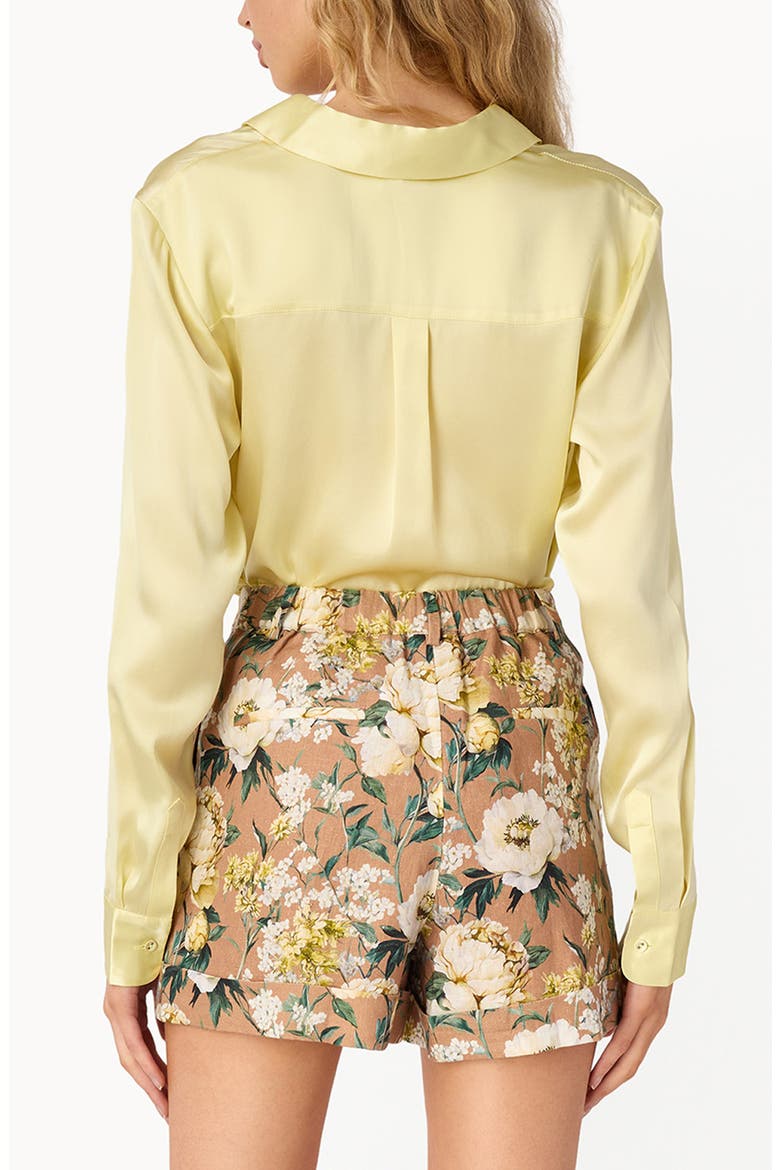 Crosby Silk Charmeuse Button-Up Shirt, Alternate, color, BUTTERCUP