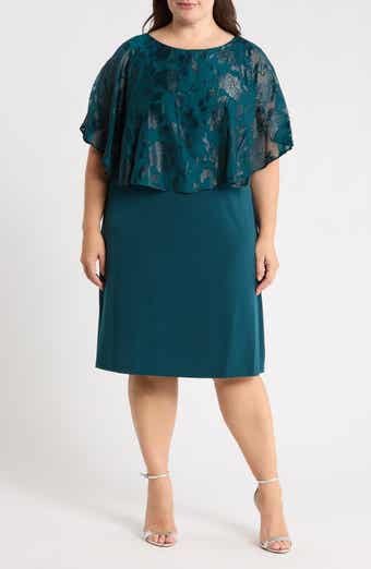 Floral Burnout Cape Sheath Dress
