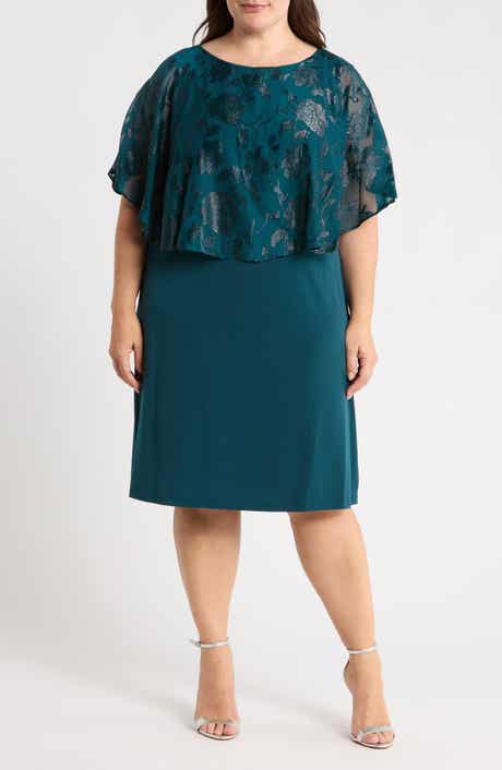 Floral Burnout Cape Sheath Dress