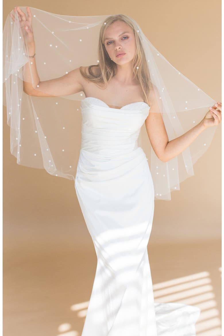Ellery Imitation Pearl Fingertip Veil (Nordstrom Exclusive), Alternate, color, IVORY