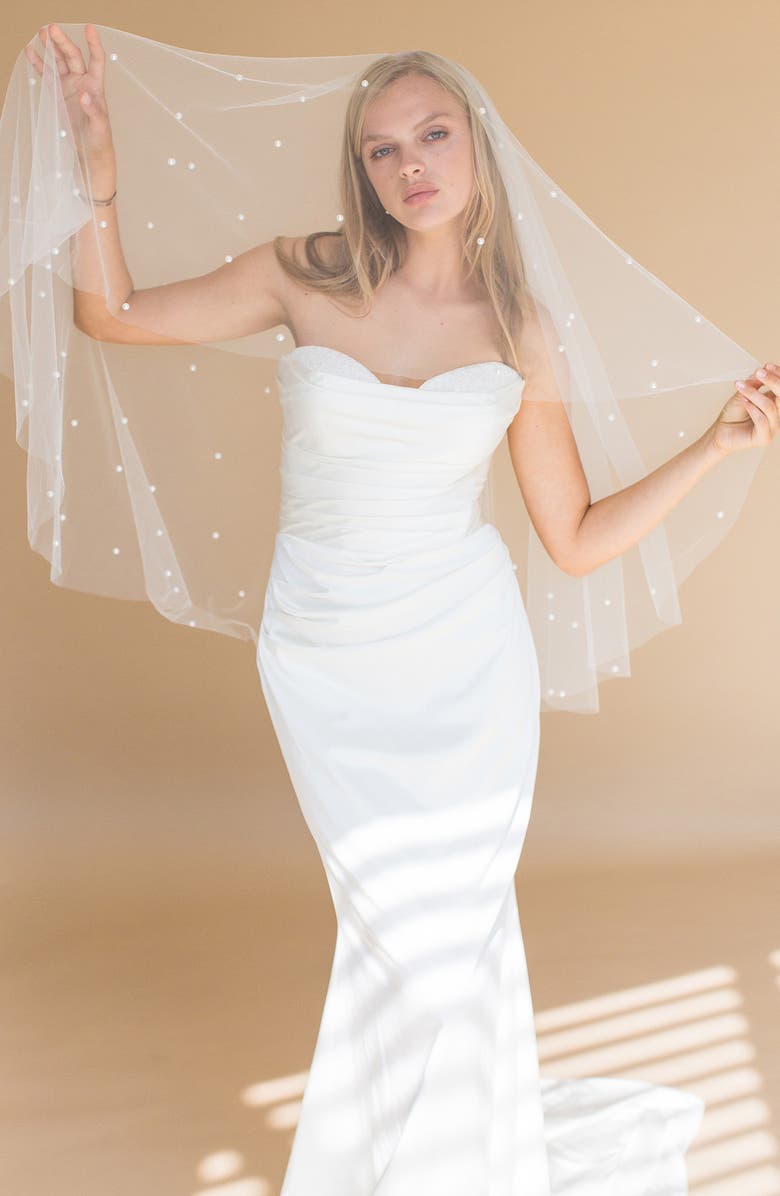 Brides & Hairpins Ellery Imitation Pearl Fingertip Veil, Alternate, color, Ivory