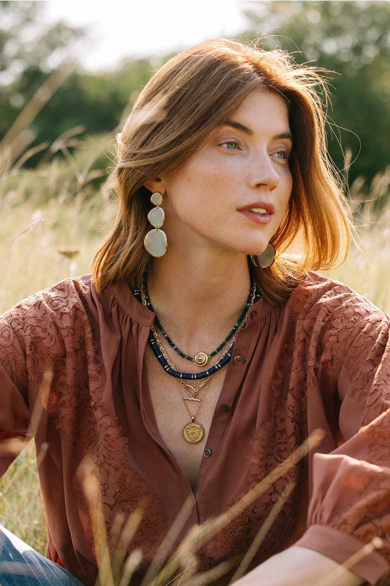 Casted Snail Agate Necklace, Alternate, color, Turquoise