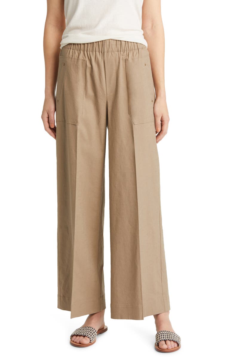 Wit & Wisdom High Waist Wide Leg Linen Blend Pants, Main, color,