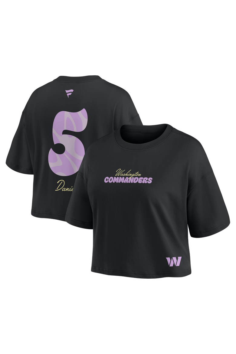 Women's Fanatics Jayden Daniels Black Washington Commanders Fashion Cropped T-Shirt, Main, color, Black