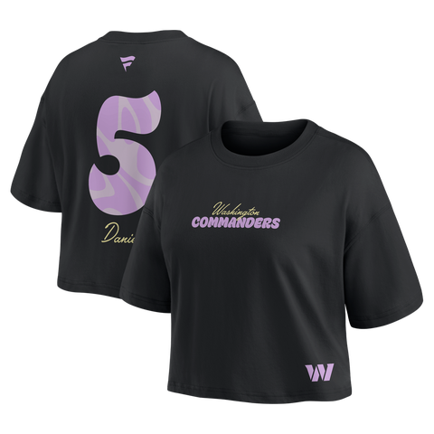 Women's Fanatics Jayden Daniels Black Washington Commanders Fashion Cropped T-Shirt