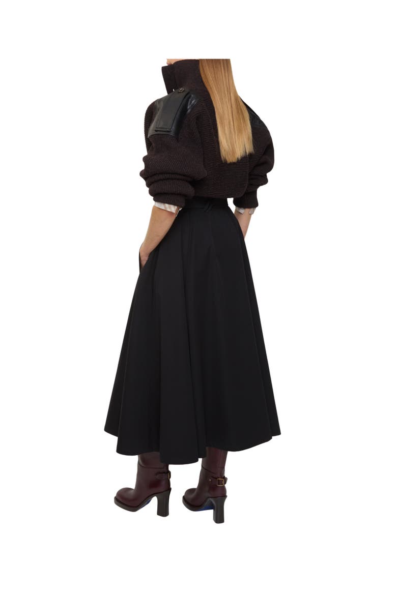 Gabardine Trench Midi Skirt, Alternate, color, Black