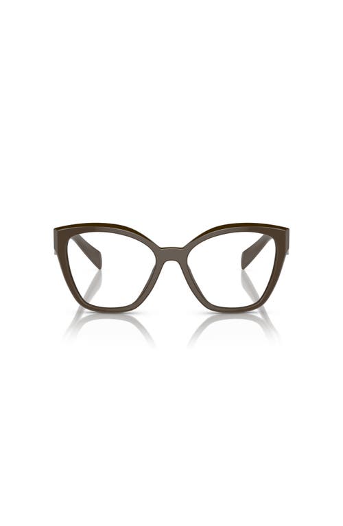 Prada 54mm Irregular Optical Glasses In Brown