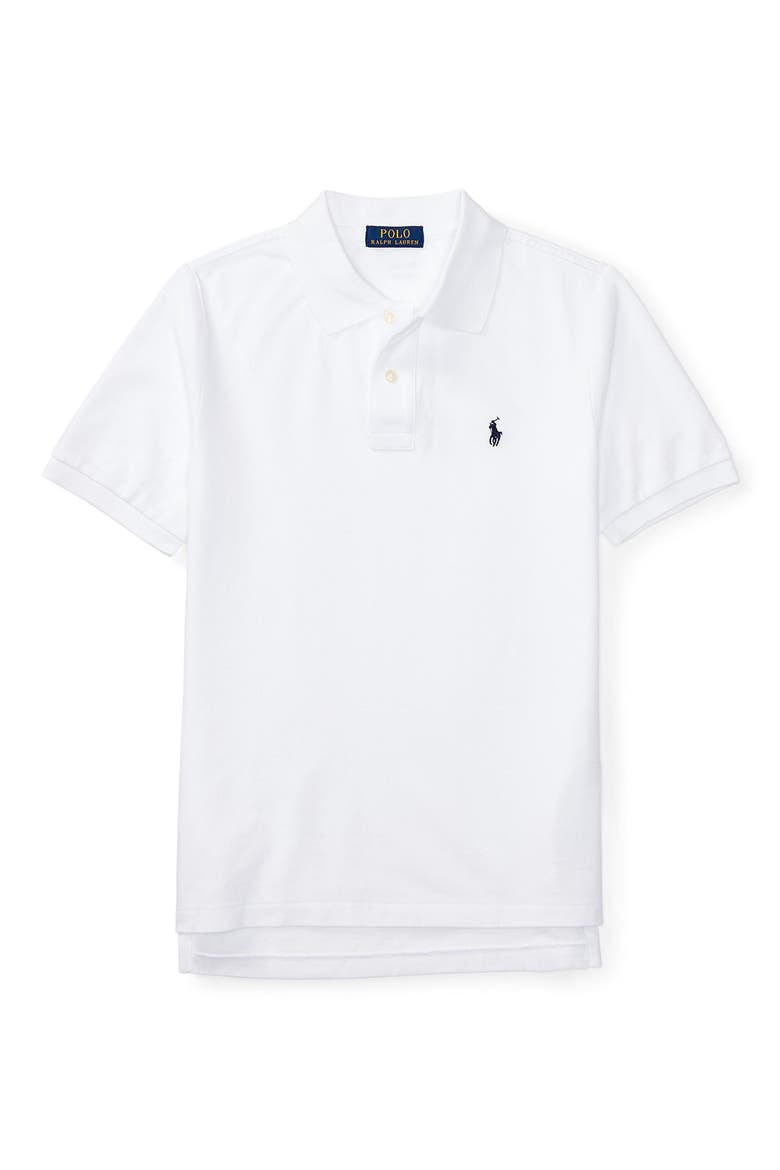 Kids' Solid Cotton Piqué Knit Polo, Main, color, WHITE