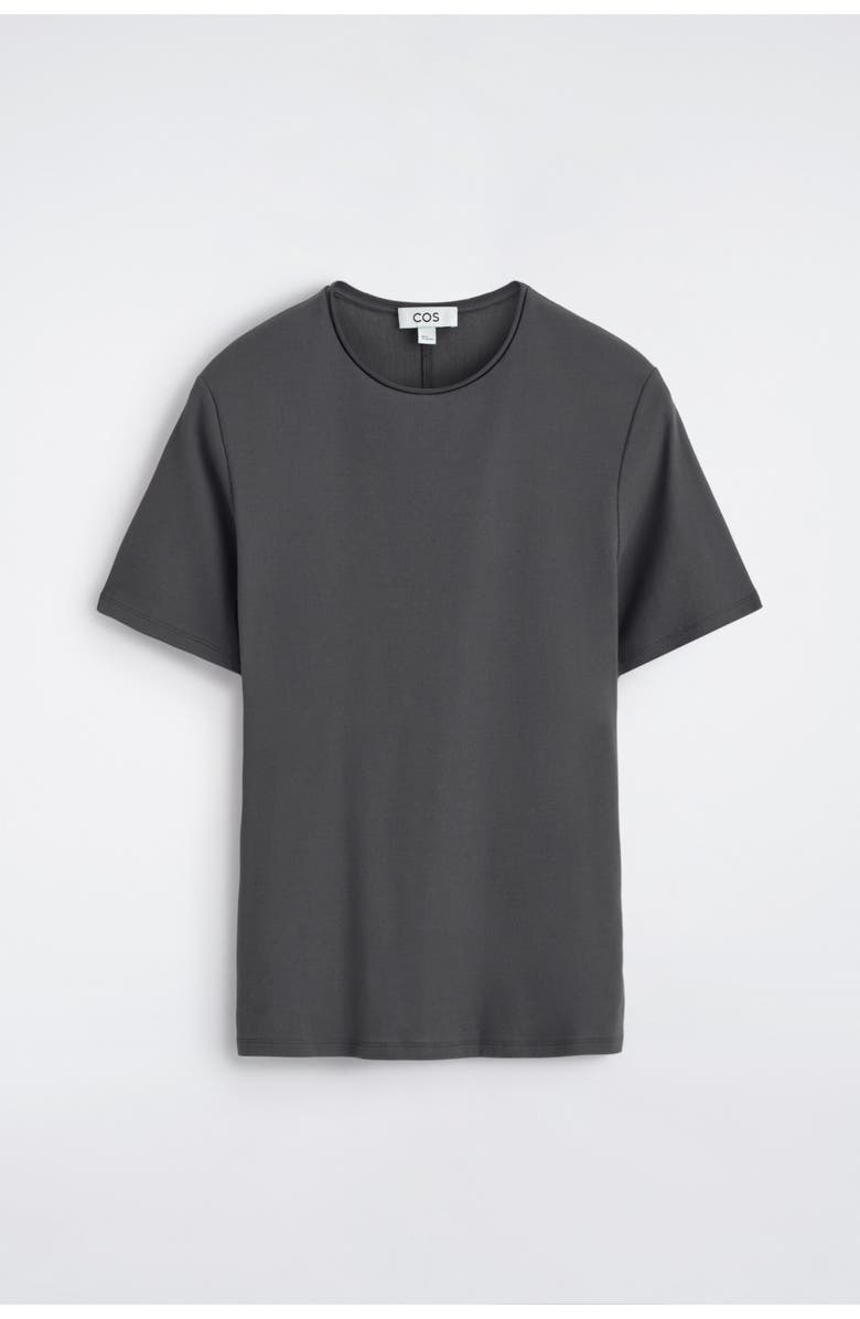 COS Slim-fit Cotton Crepe Lightweight T-shirt, Alternate, color, Charcoal