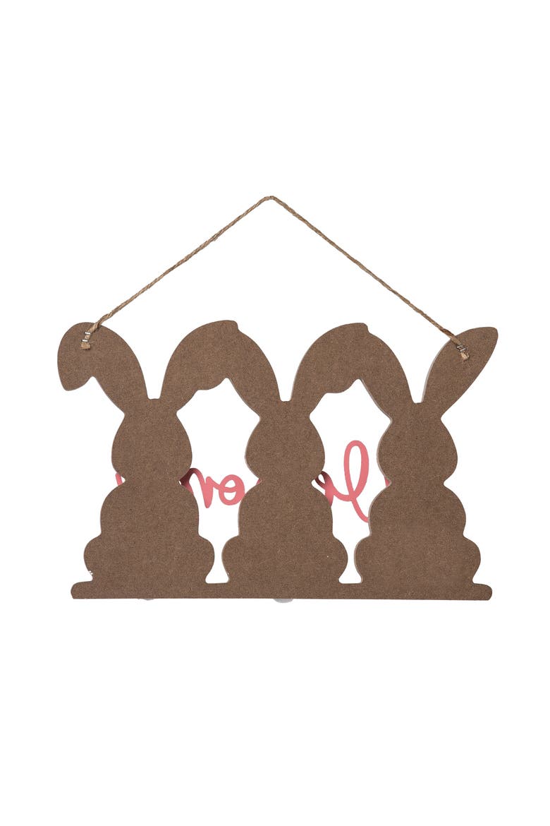 11.81 Inch Multicolor Easter Bunny Shaped Wall Decor Decorative Wood Sculpture for Easter Home Decoration, Alternate, color, Multicolored