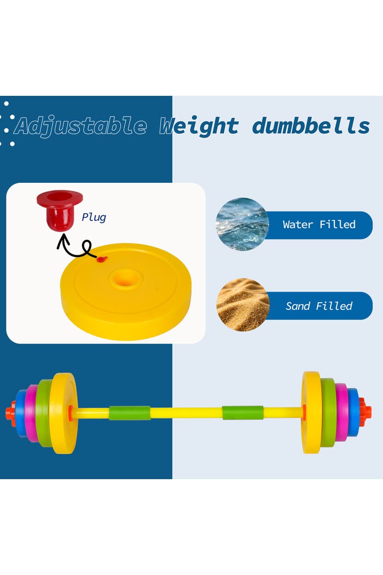 Kids Weight Bench Press Adjustable Toy Exercise Equipment, Alternate, color, Multicolored