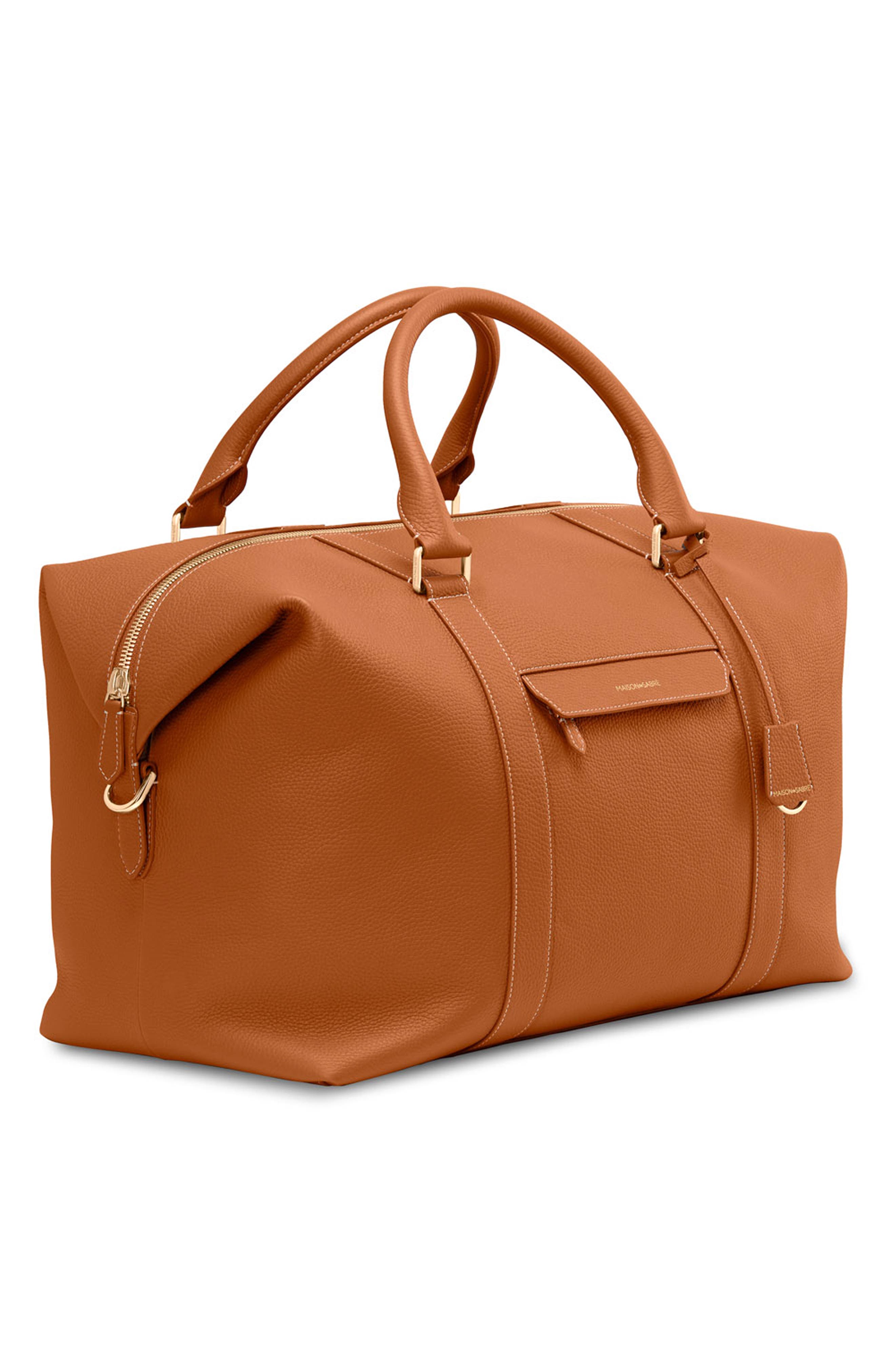 Leather Duffle Bag, Alternate, color, Pecan Brown