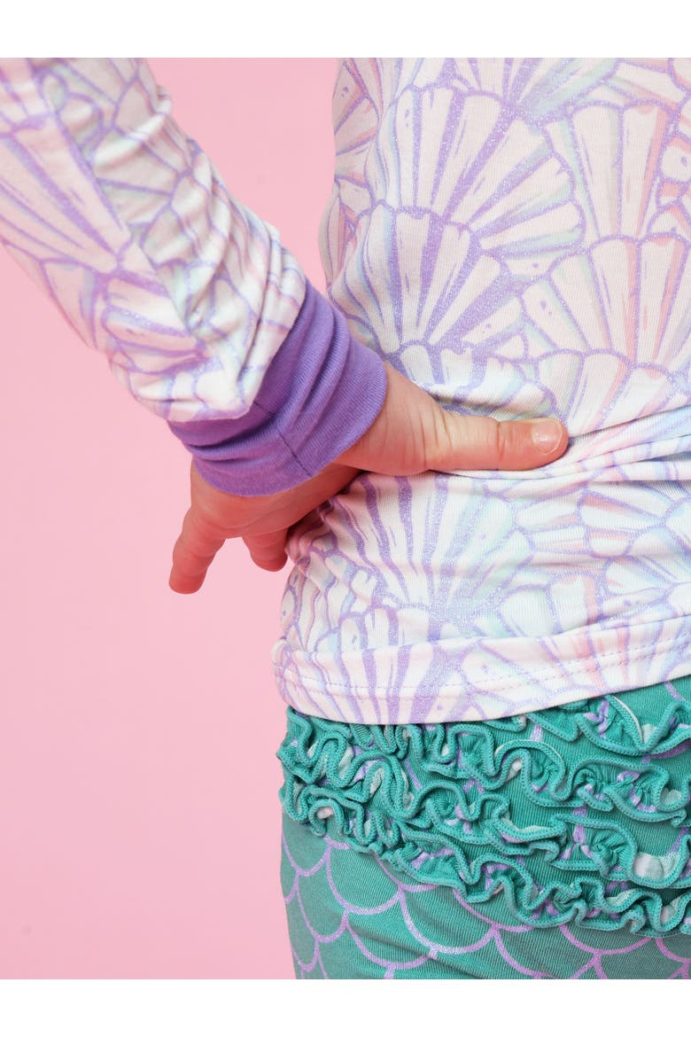 Ruffle Long Sleeve Pajama Set, Signature Rear Ruffles, Alternate, color, Magical Mermaid
