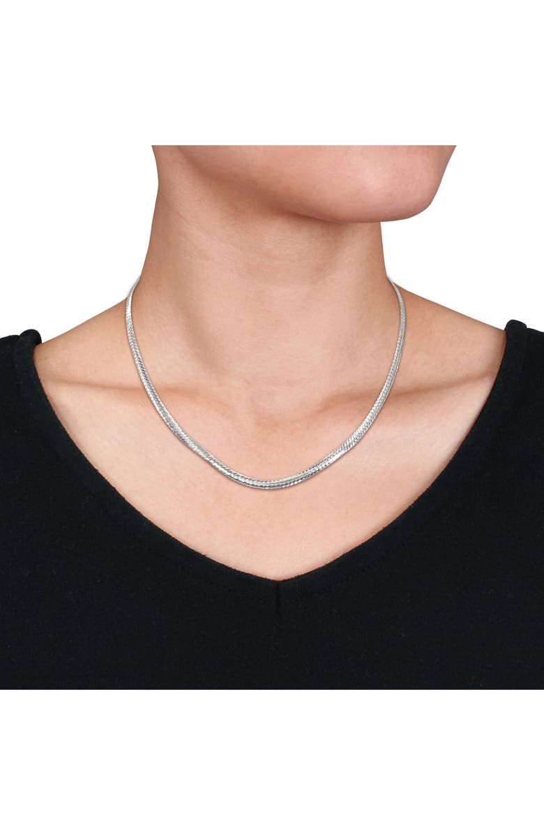 DELMAR Herringbone Chain Necklace, 3mm, Alternate, color, Silver