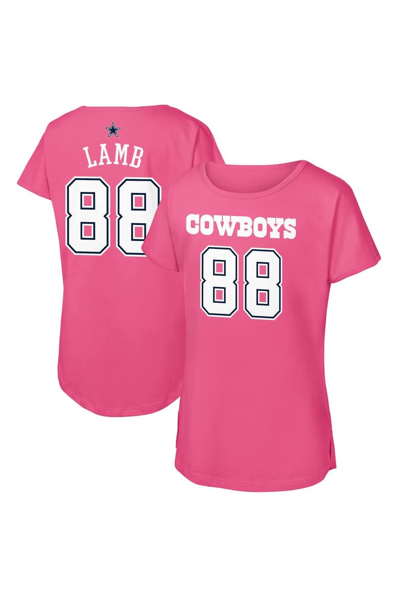 Girls Youth CeeDee Lamb Pink Dallas Cowboys Player Name & Number T-Shirt, Main, color, Pink