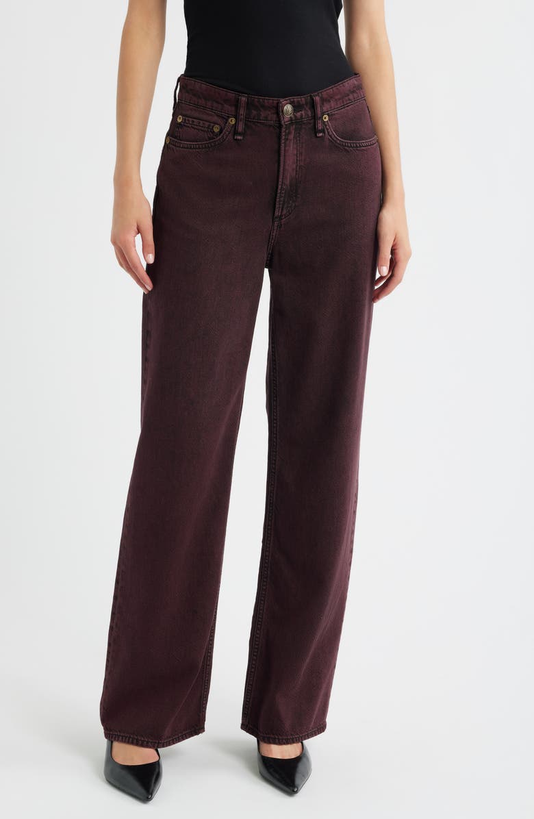 rag & bone Featherweight Logan Mid Rise Wide Leg Jeans, Main, color, Brown/ Plum