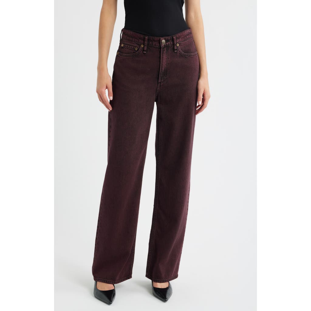 Rag & Bone Featherweight Logan Mid Rise Wide Leg Jeans In Burgundy