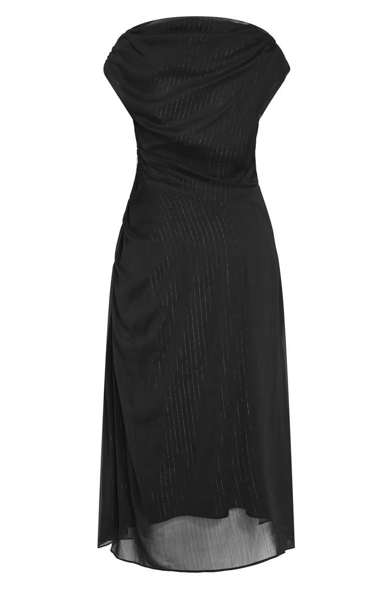 Vivid Ruched Maxi Dress, Alternate, color, METALLIC BLACK