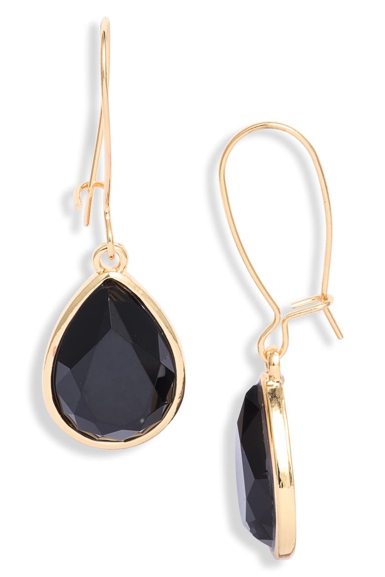 Teardrop Dangle Earrings, Main, color, JET- GOLD