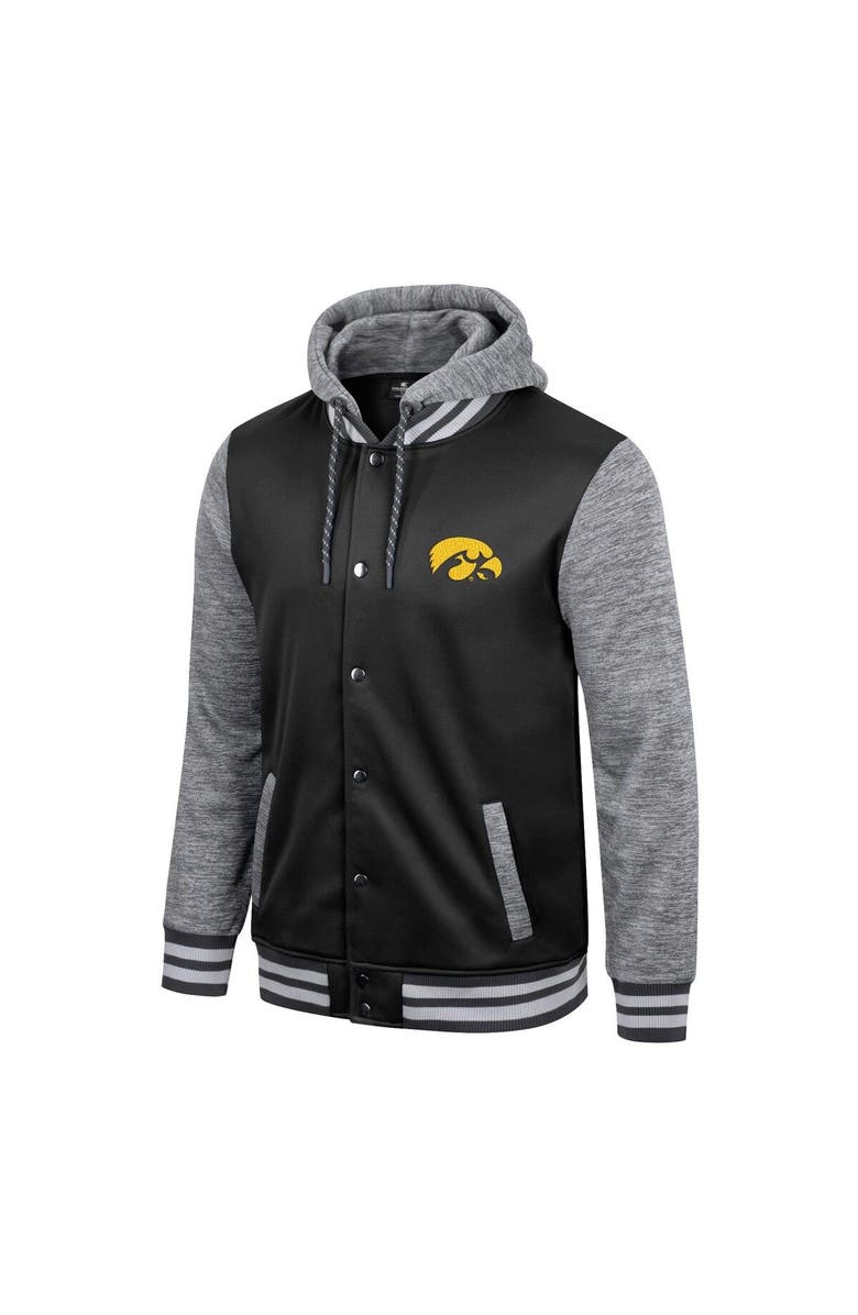 COLOSSEUM Men's Colosseum Black Iowa Hawkeyes Robinson Hoodie Full-Snap Jacket, Alternate, color, 