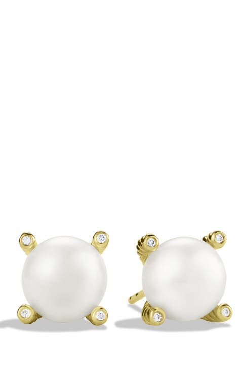 Pearl Earrings with Diamonds in Gold