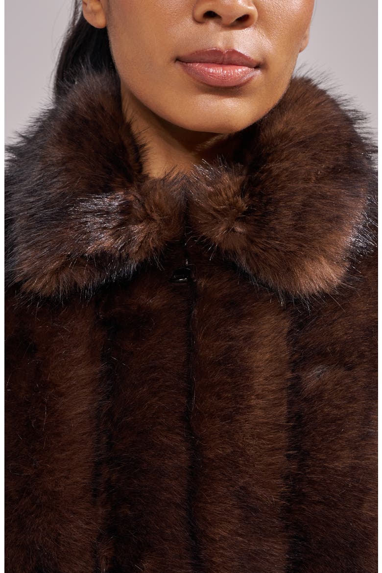 Kessia Faux Fur Jacket, Alternate, color, CHOCOLATE