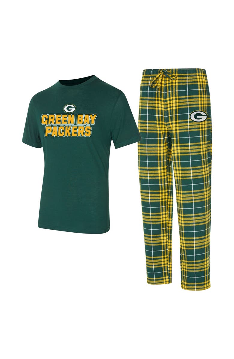 CONCEPTS SPORT Men's Concepts Sport  Green/Gold Green Bay Packers Vector T-Shirt & Flannel Pants Sleep Set, Main, color, 
