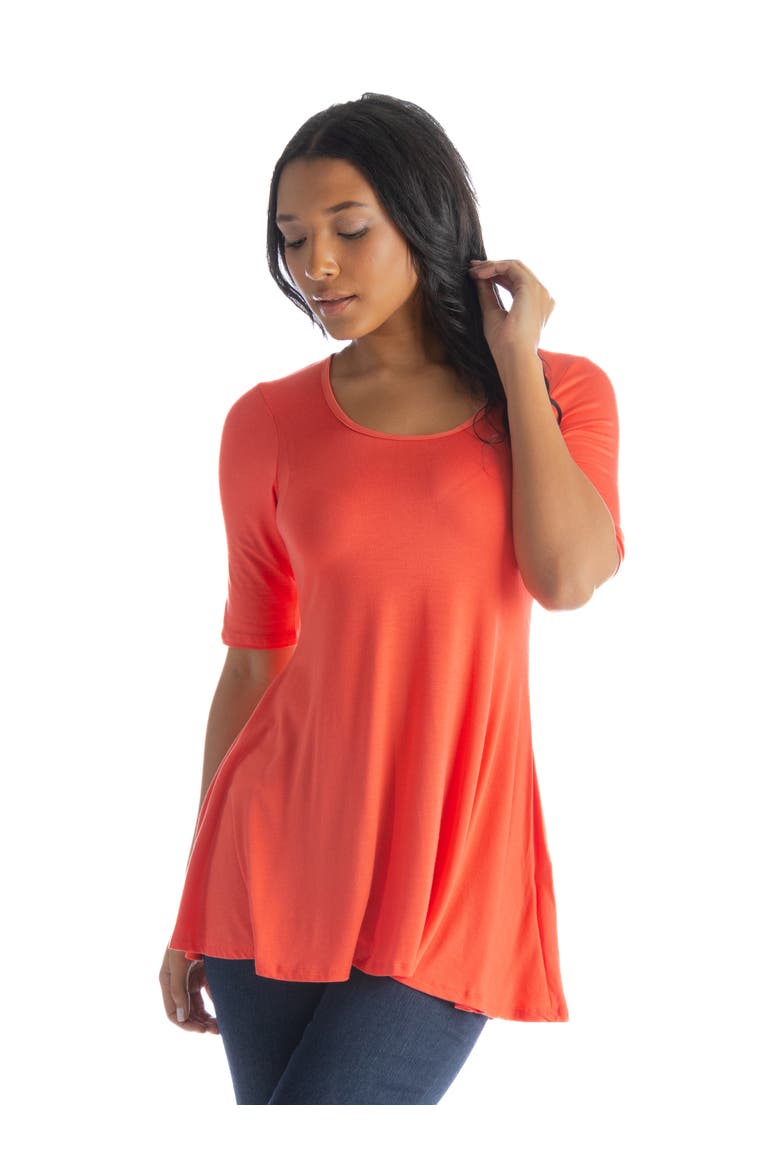 Elbow Sleeve Swing Tunic Top, Main, color, Carrot