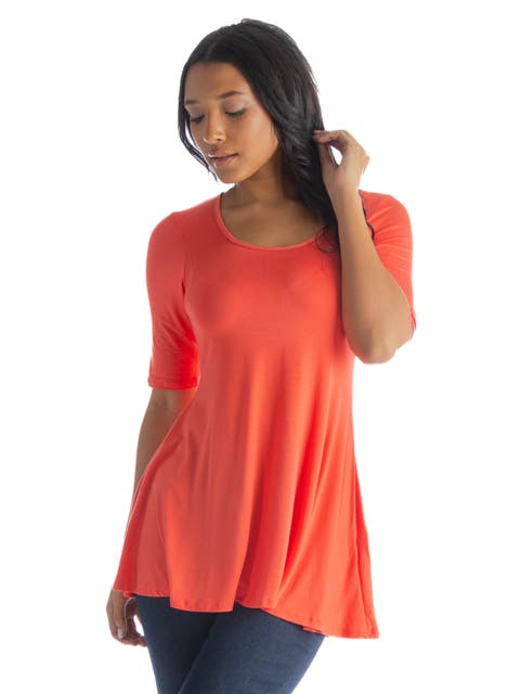 Elbow Sleeve Swing Tunic Top