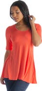 24seven Comfort Apparel Elbow Sleeve Swing Tunic Top