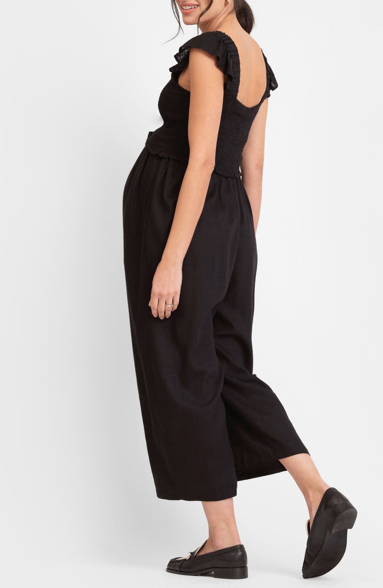 Seraphine Smocked Wide Leg Maternity/Nursing Jumpsuit, Alternate, color, 