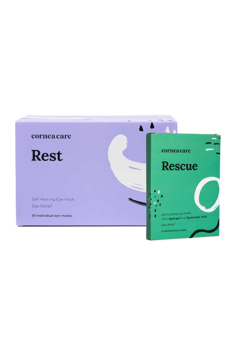 Rest + Rescue Self Heating and Self Cooling Compresses Bundle for Eyes, Main, color, White