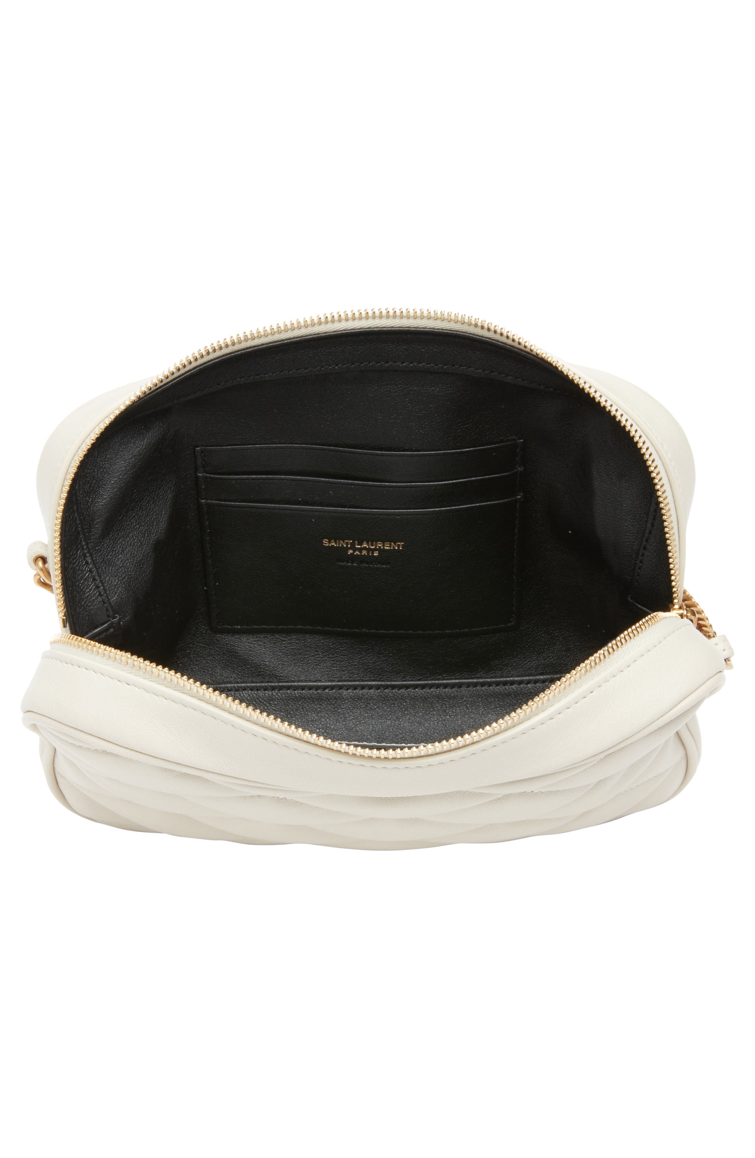 Saint Laurent Gaby Diamond Quilted Leather Camera Bag, Alternate, color, Blanc Vintage