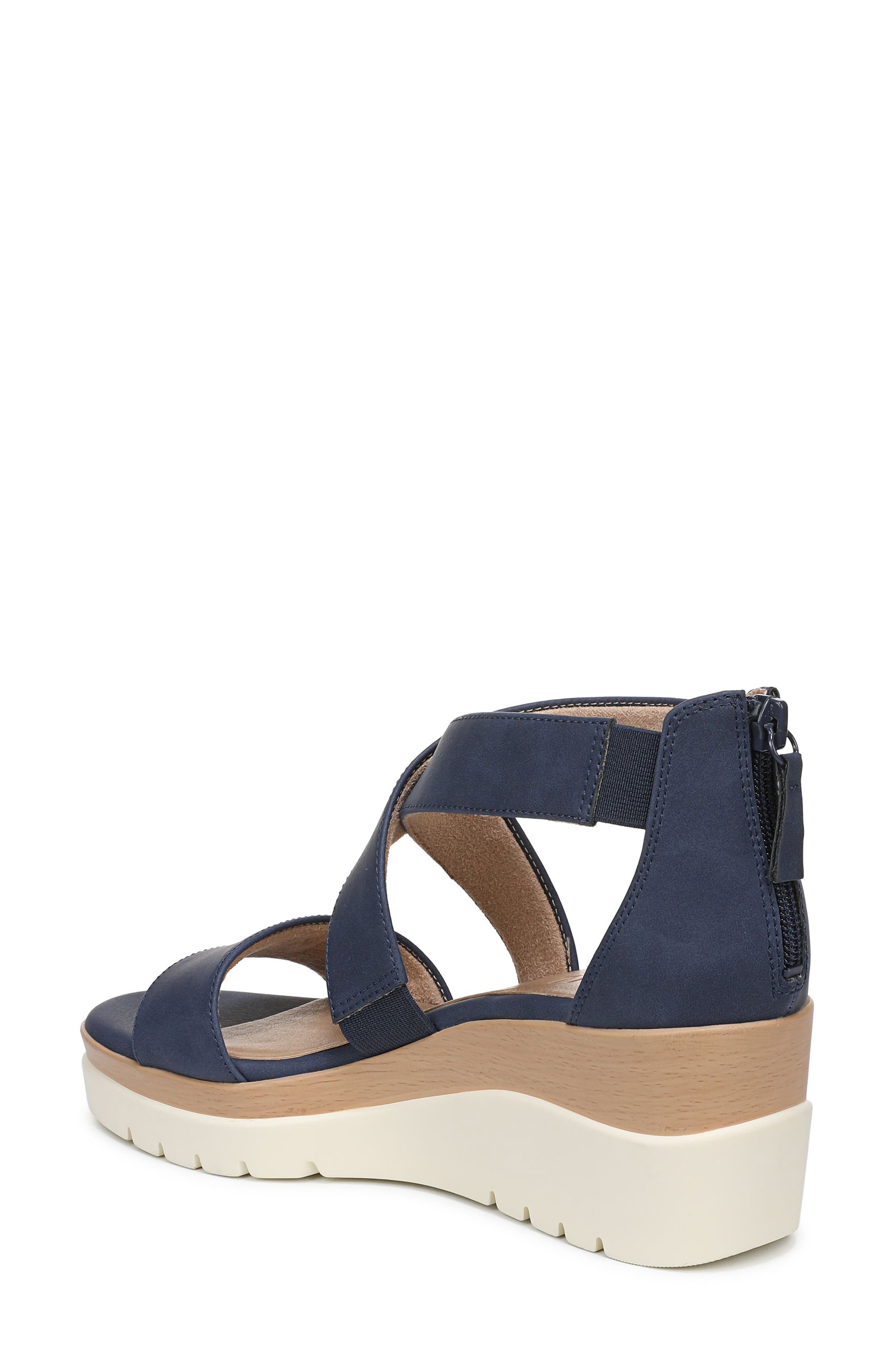 Goodtimes Platform Wedge Sandal - Wide Width Available, Alternate, color, DARK BLUE FAUX LEATHER