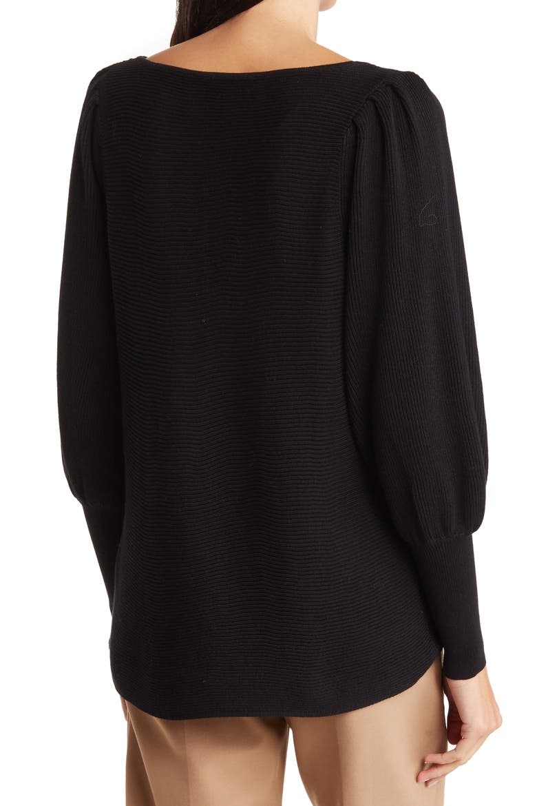 Ottoman Ribbed Sweater, Alternate, color, BLACK