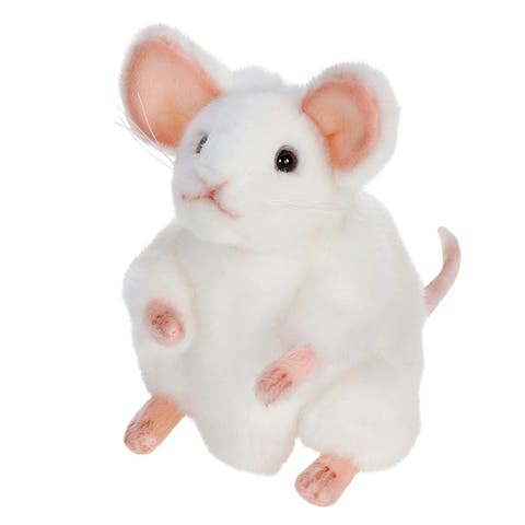6 Inch White German Mouse, Stuffed Animal, Handfinished, Kids Ages 3+
