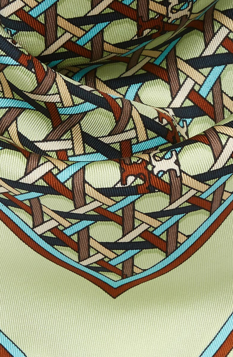 Tory Burch Basketweave Silk Square Logo Scarf, Alternate, color, 