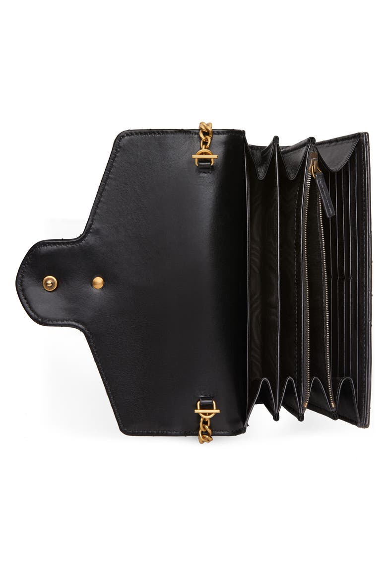 GG Matelassé Leather Wallet on a Chain, Alternate, color, NERO