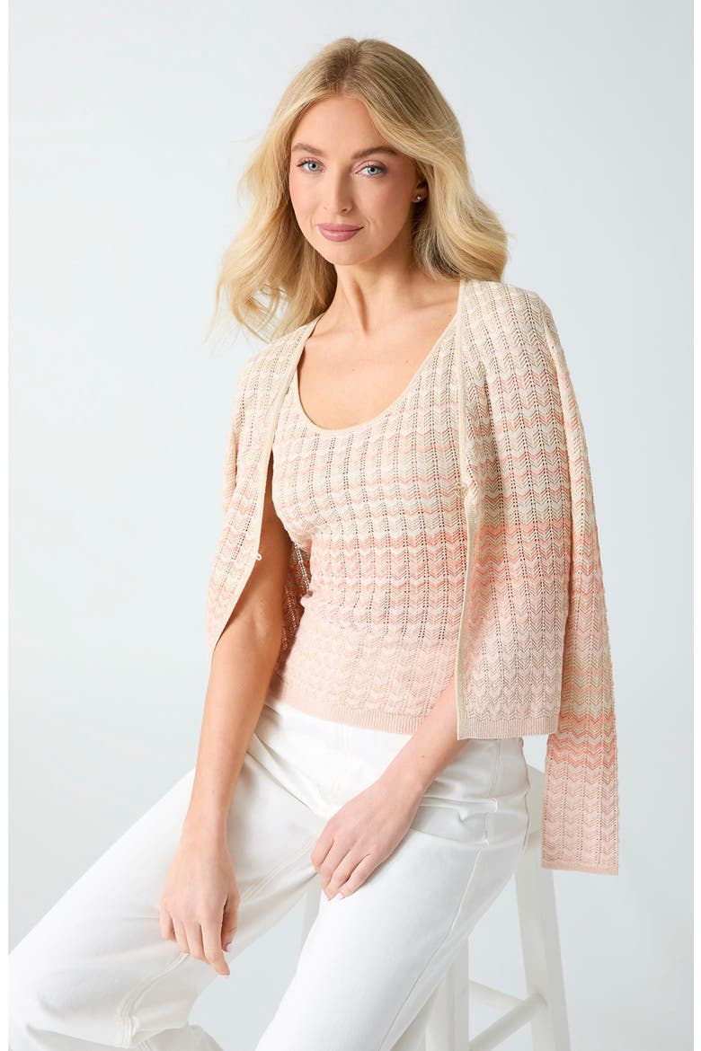 Rosalyn Metallic Pointelle Cardigan, Alternate, color, PINK