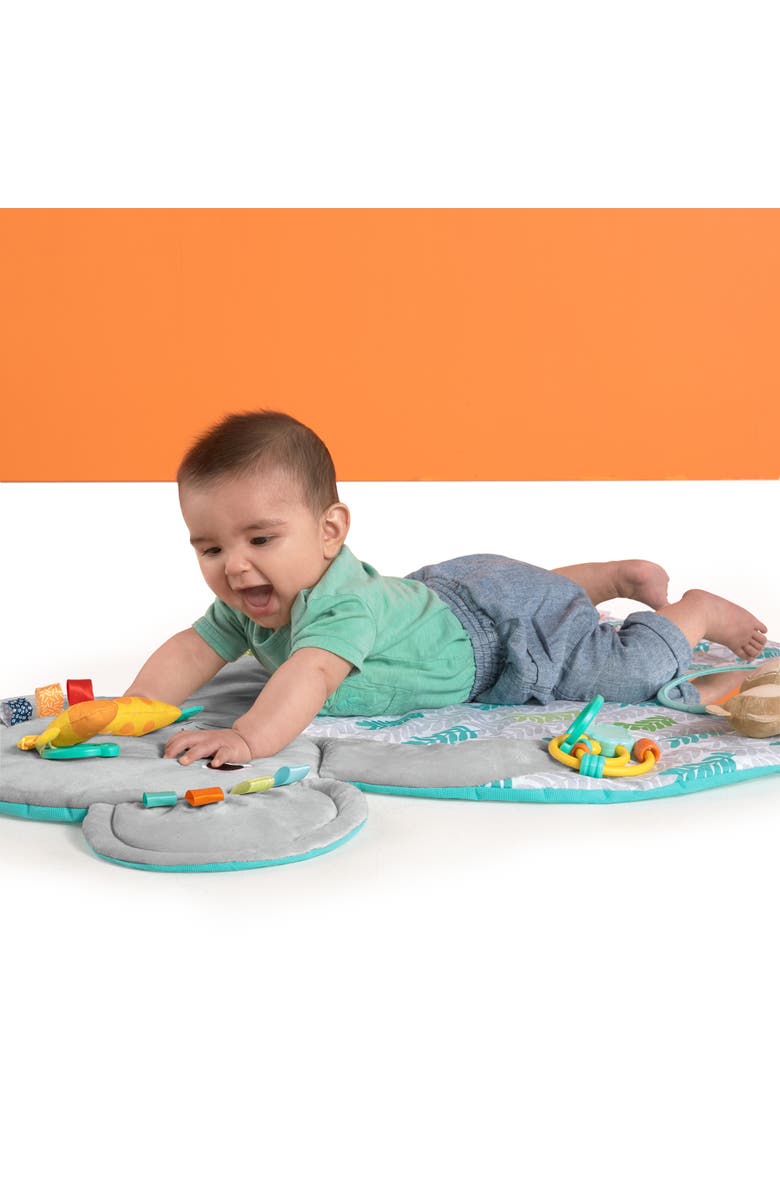 BRIGHT STARTS Hug n Cuddle Elephant Baby Gym and Tummy Time Play Mat with Toys, Alternate, color, Green