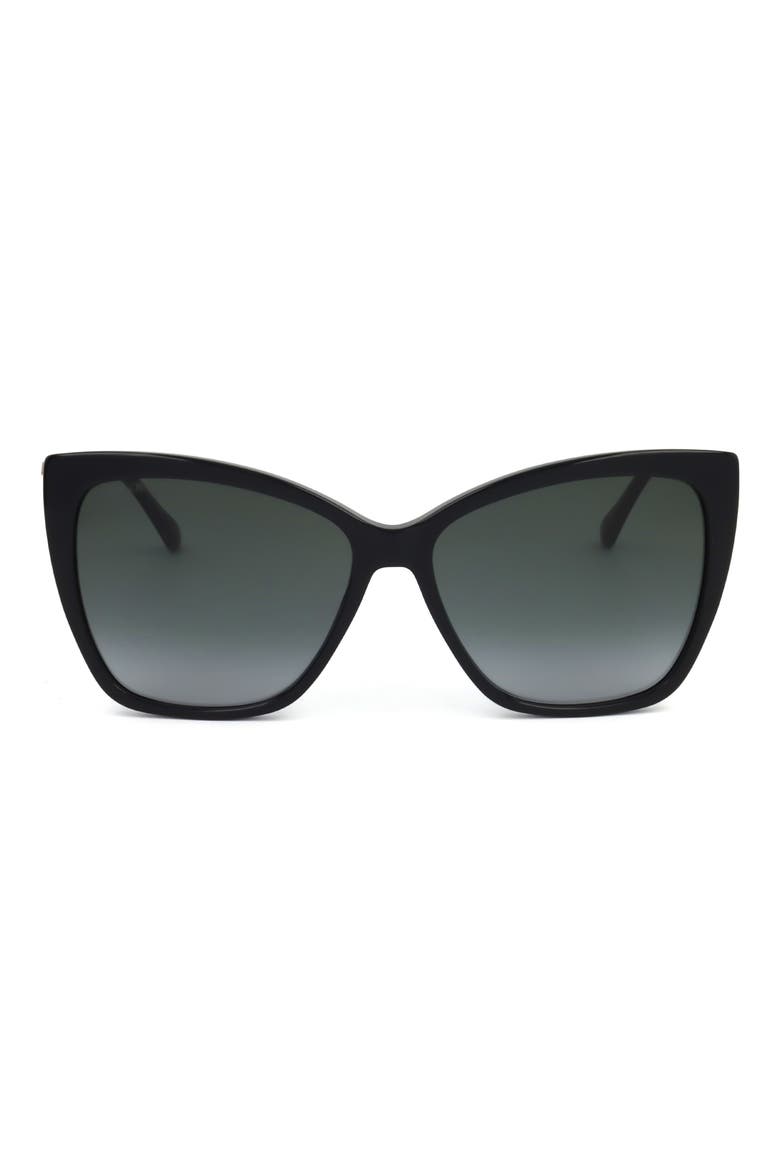 58mm Cat Eye Sunglasses, Main, color, BLACK