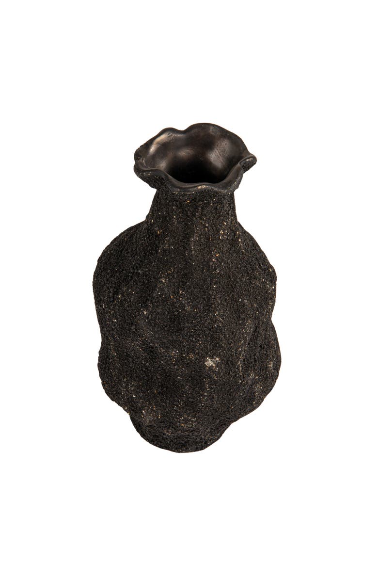 Storied Home Small Stoneware Organic Shaped Vase, Sand Finish, Black, Main, color, Black