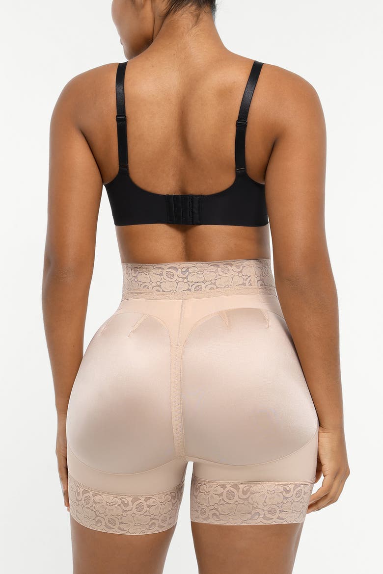 Mid-Rise Steel Boned Butt-Lifting Shorts, Alternate, color, Tres Naturale