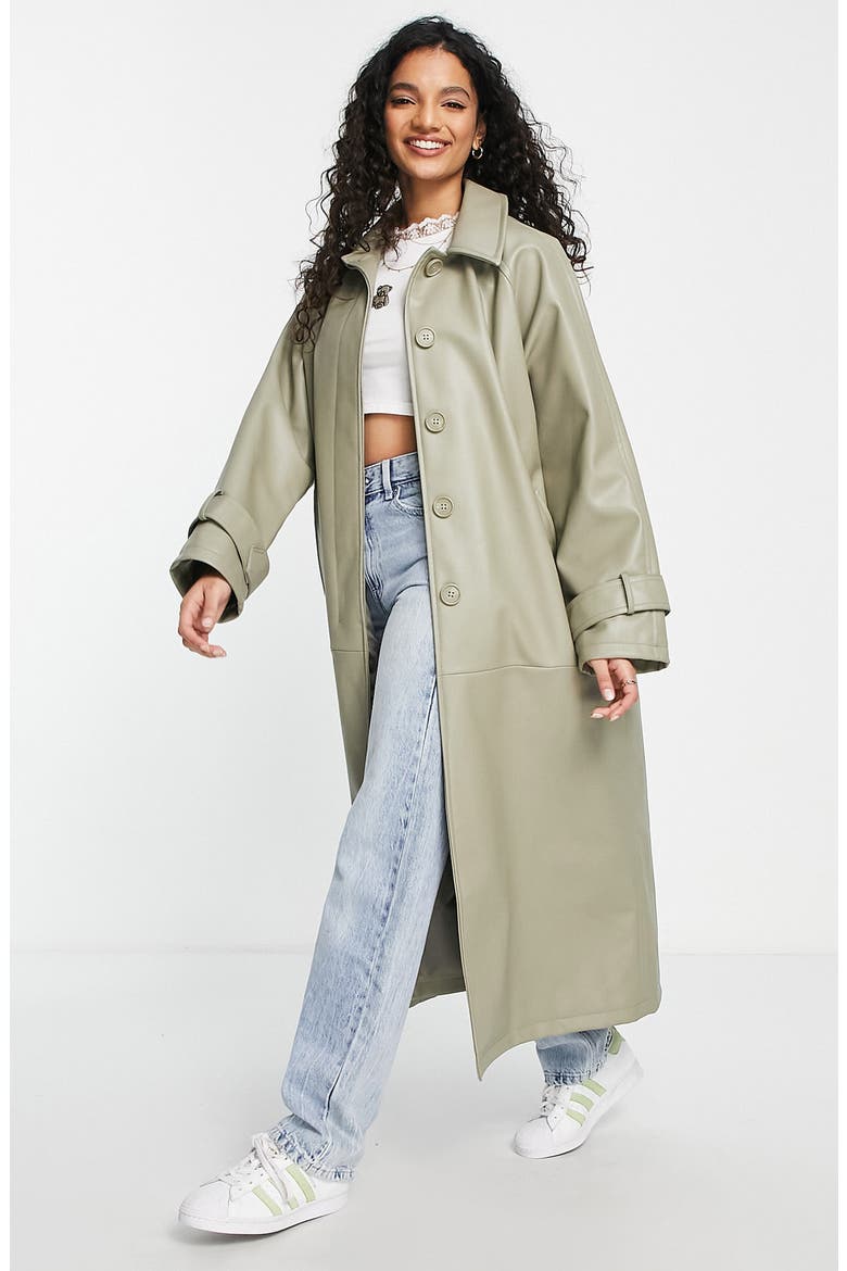 Faux Leather Trench Coat, Alternate, color, BEIGE