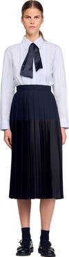 SANDRO Midi Pleated Skirt